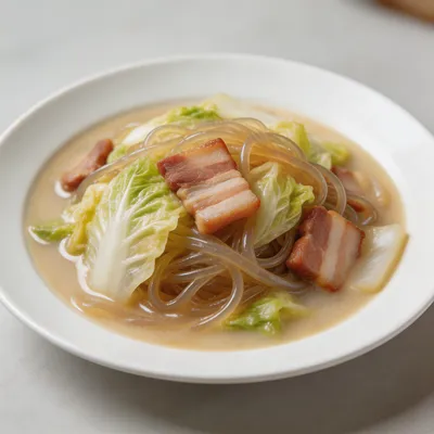 Bai Cai Fen Tiao Rou — Braised Cabbage with Glass Noodles & Pork