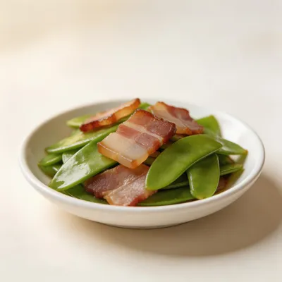 He Lan Dou Chao La Rou — Snow Peas with Cured Meat