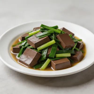 Jiu Cai Chao Ya Xue — Stir-Fried Duck Blood with Chives