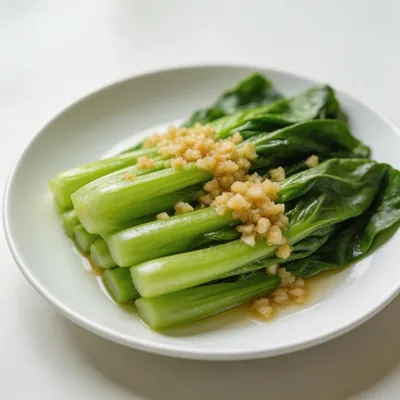 Suan Rong You Mai Cai — Garlic Stir-Fried Romaine Lettuce
